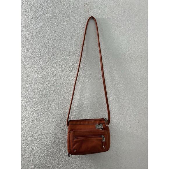 TIGNANELLO Orange Pebbled Leather Crossbody Shoulder Organizer - Picture 1 of 11